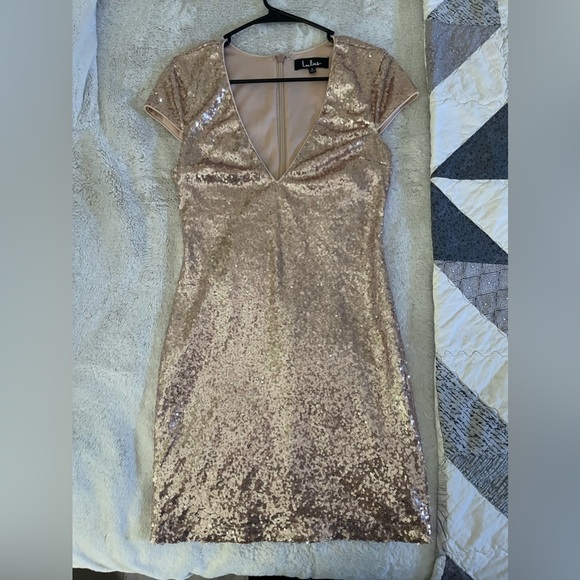 Lulu’s Rose Gold Mini Sequin Dress - Picture 9 of 11